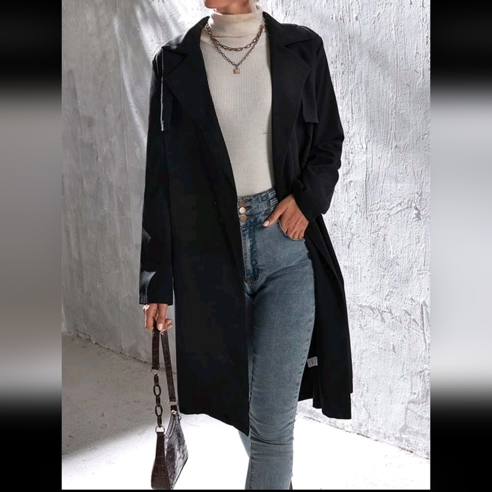 Light weight black trench coat style women's XL fashion collar jacket winter diy